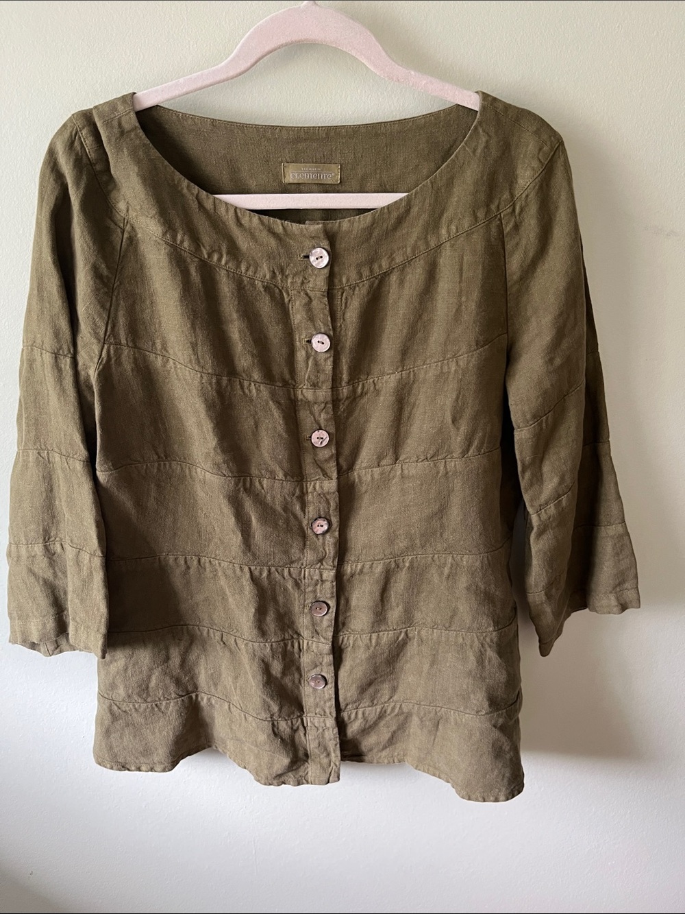 Elemente Clemente Olive Green Shirt, size 3